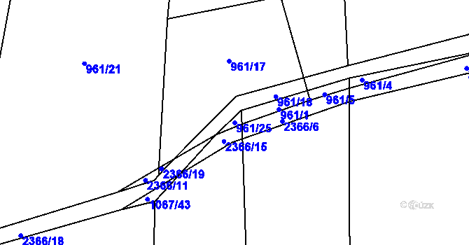 Parcela st. 961/25 v KÚ Mečichov, Katastrální mapa