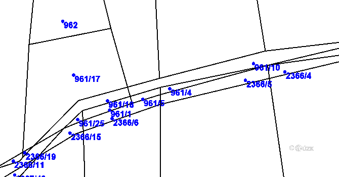 Parcela st. 961/4 v KÚ Mečichov, Katastrální mapa