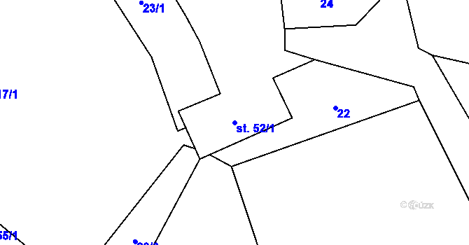 Parcela st. 52/1 v KÚ Mečichov, Katastrální mapa