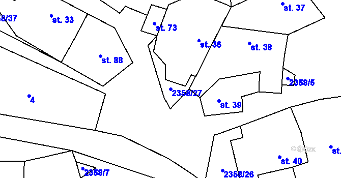 Parcela st. 2358/27 v KÚ Mečichov, Katastrální mapa