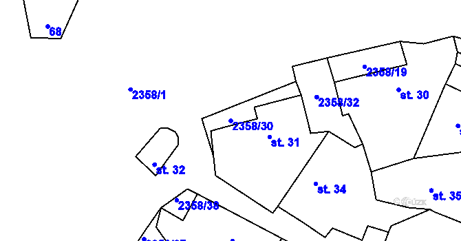 Parcela st. 2358/30 v KÚ Mečichov, Katastrální mapa
