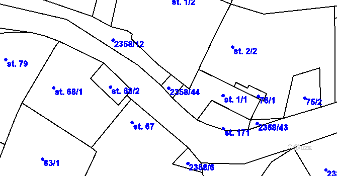 Parcela st. 2358/44 v KÚ Mečichov, Katastrální mapa