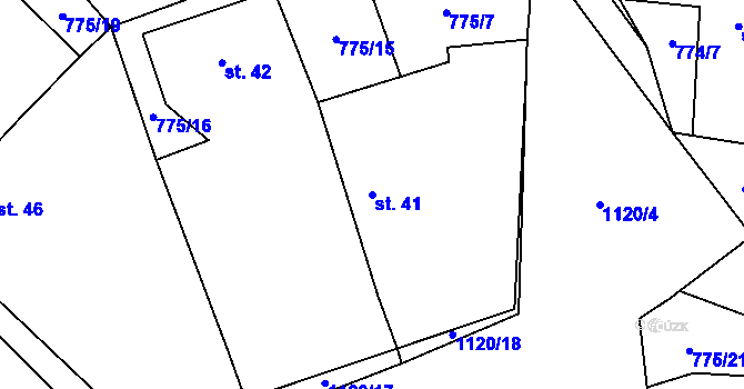 Parcela st. 41 v KÚ Bíluky, Katastrální mapa