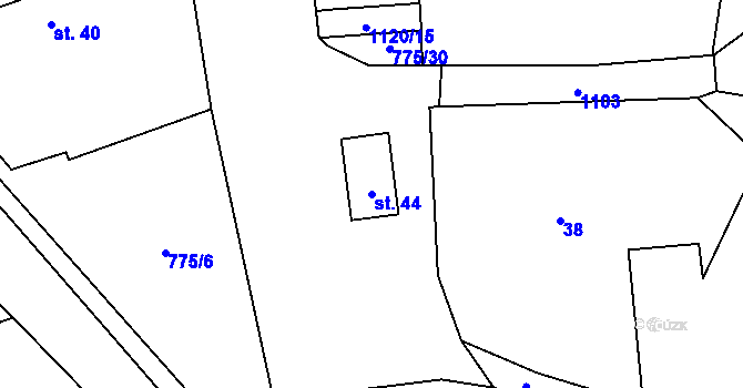 Parcela st. 44 v KÚ Bíluky, Katastrální mapa