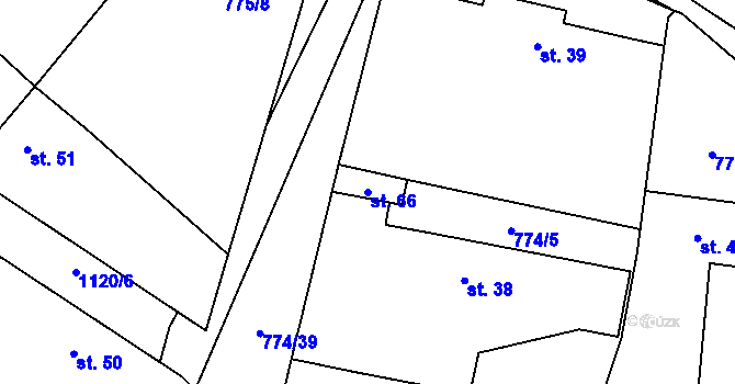 Parcela st. 66 v KÚ Bíluky, Katastrální mapa