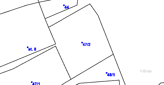 Parcela st. 47/2 v KÚ Bíluky, Katastrální mapa