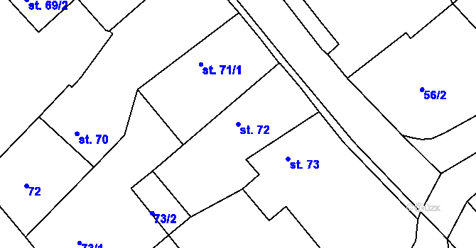 Parcela st. 72 v KÚ Měčín, Katastrální mapa