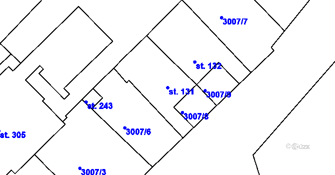 Parcela st. 131 v KÚ Měčín, Katastrální mapa