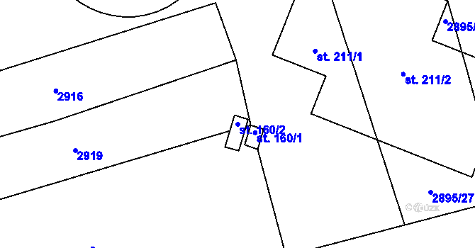 Parcela st. 160/2 v KÚ Měčín, Katastrální mapa