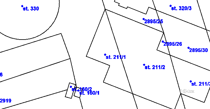 Parcela st. 211/1 v KÚ Měčín, Katastrální mapa