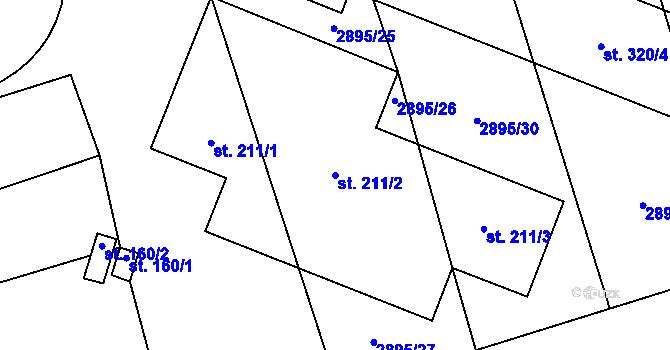 Parcela st. 211/2 v KÚ Měčín, Katastrální mapa