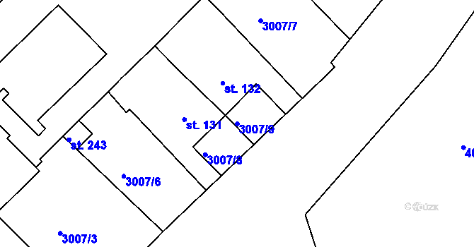 Parcela st. 3007/9 v KÚ Měčín, Katastrální mapa