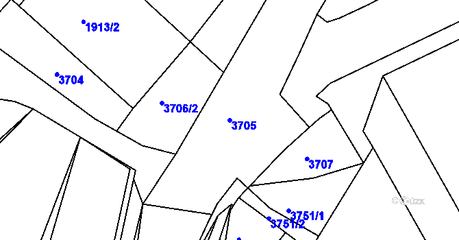 Parcela st. 3705 v KÚ Měčín, Katastrální mapa