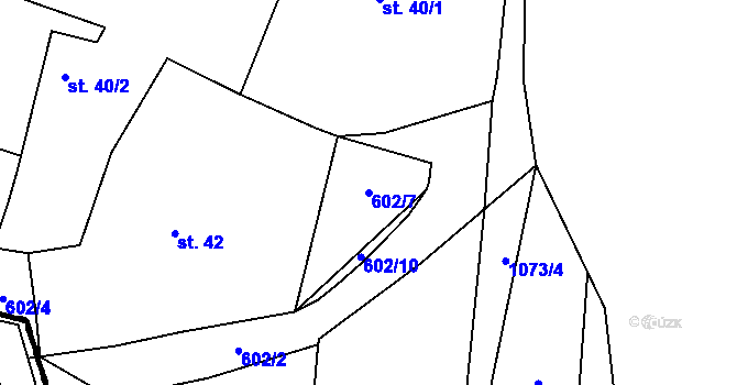Parcela st. 602/7 v KÚ Nedanice, Katastrální mapa