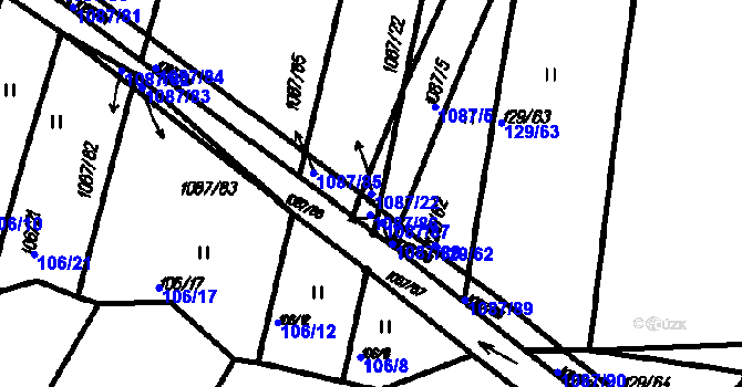 Parcela st. 1087/22 v KÚ Nedanice, Katastrální mapa