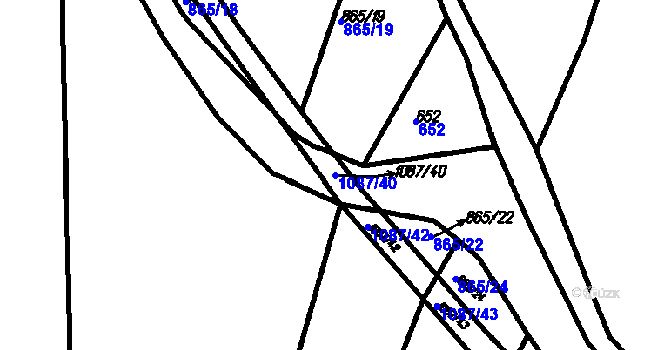 Parcela st. 1087/40 v KÚ Nedanice, Katastrální mapa