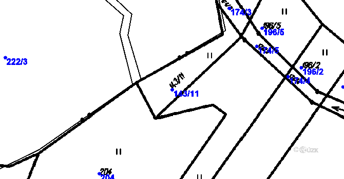 Parcela st. 143/11 v KÚ Nedaničky, Katastrální mapa