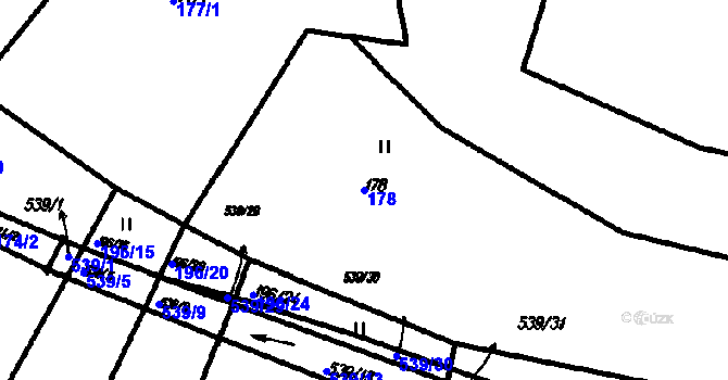 Parcela st. 178 v KÚ Nedaničky, Katastrální mapa