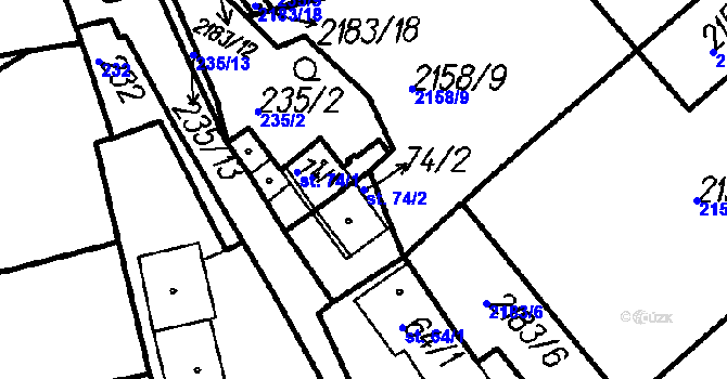 Parcela st. 74/2 v KÚ Petrovice u Měčína, Katastrální mapa