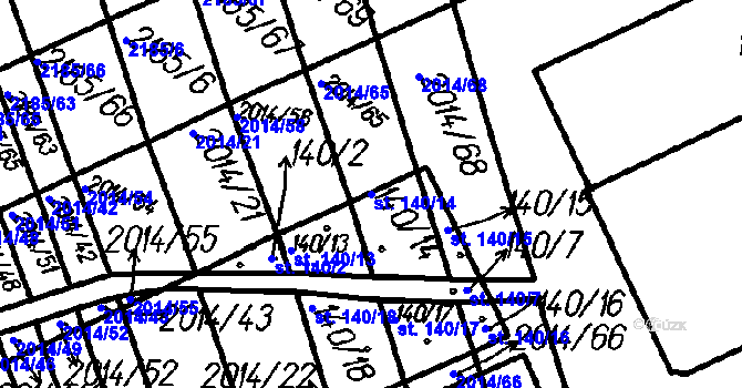 Parcela st. 140/14 v KÚ Petrovice u Měčína, Katastrální mapa