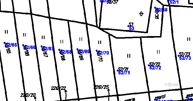 Parcela st. 52/70 v KÚ Petrovice u Měčína, Katastrální mapa