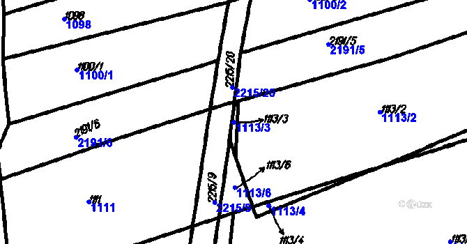 Parcela st. 1113/3 v KÚ Petrovice u Měčína, Katastrální mapa
