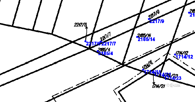 Parcela st. 2185/4 v KÚ Petrovice u Měčína, Katastrální mapa