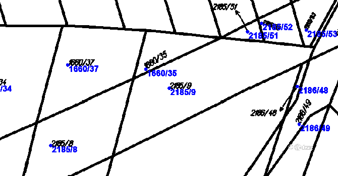 Parcela st. 2185/9 v KÚ Petrovice u Měčína, Katastrální mapa