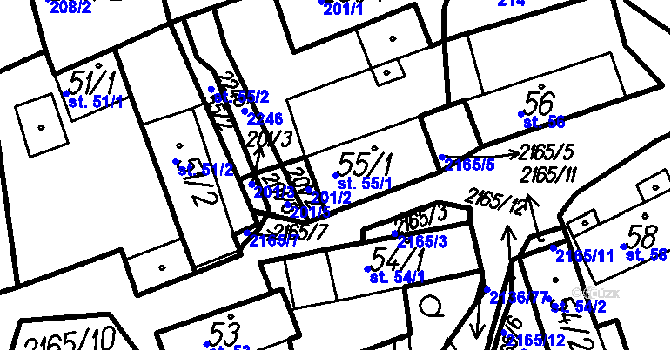 Parcela st. 55/1 v KÚ Petrovice u Měčína, Katastrální mapa