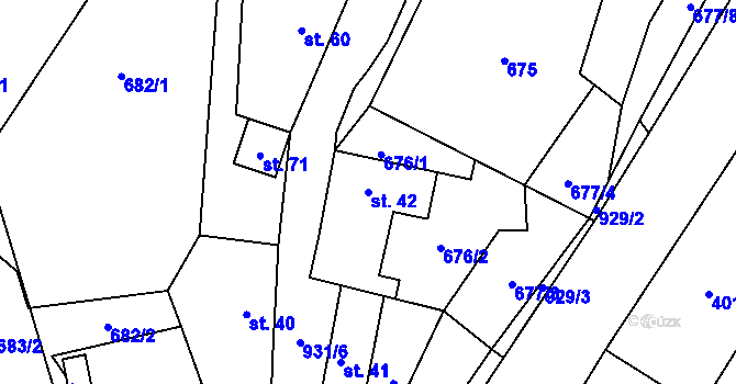Parcela st. 42 v KÚ Třebýcina, Katastrální mapa