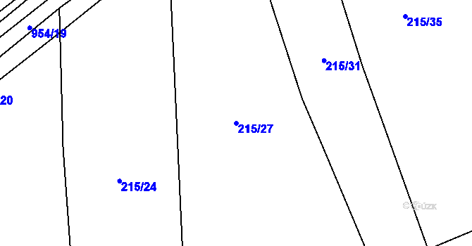 Parcela st. 215/27 v KÚ Třebýcina, Katastrální mapa