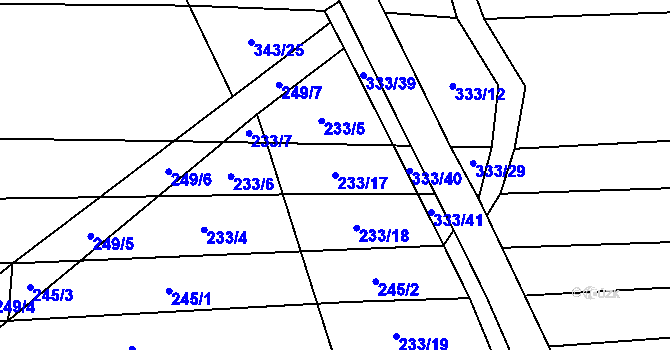 Parcela st. 233/17 v KÚ Třebýcina, Katastrální mapa