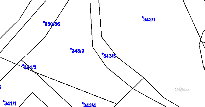 Parcela st. 343/5 v KÚ Třebýcina, Katastrální mapa
