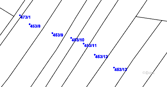 Parcela st. 453/11 v KÚ Třebýcina, Katastrální mapa