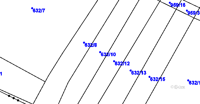 Parcela st. 632/10 v KÚ Třebýcina, Katastrální mapa