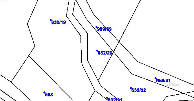 Parcela st. 632/20 v KÚ Třebýcina, Katastrální mapa