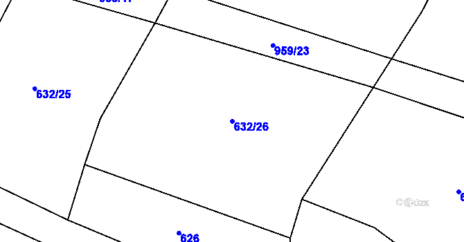 Parcela st. 632/26 v KÚ Třebýcina, Katastrální mapa