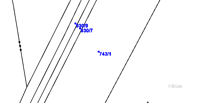 Parcela st. 743/1 v KÚ Třebýcina, Katastrální mapa