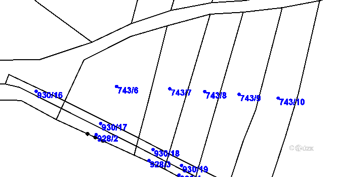Parcela st. 743/7 v KÚ Třebýcina, Katastrální mapa