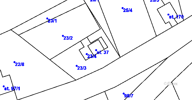 Parcela st. 37 v KÚ Horní Halže, Katastrální mapa