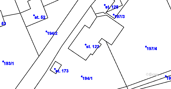 Parcela st. 122 v KÚ Horní Halže, Katastrální mapa