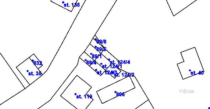 Parcela st. 124/4 v KÚ Horní Halže, Katastrální mapa