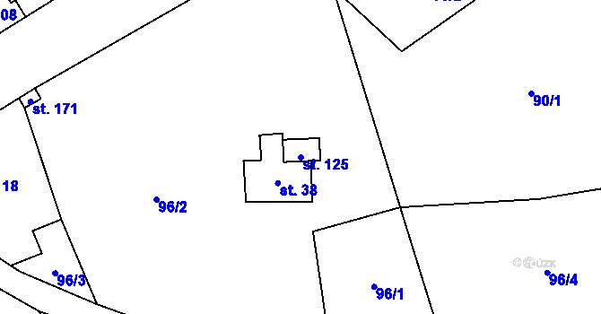 Parcela st. 125 v KÚ Horní Halže, Katastrální mapa