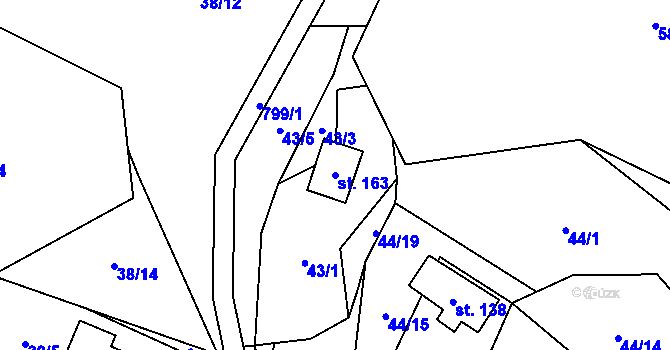 Parcela st. 163 v KÚ Horní Halže, Katastrální mapa