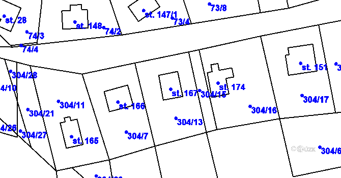 Parcela st. 167 v KÚ Horní Halže, Katastrální mapa