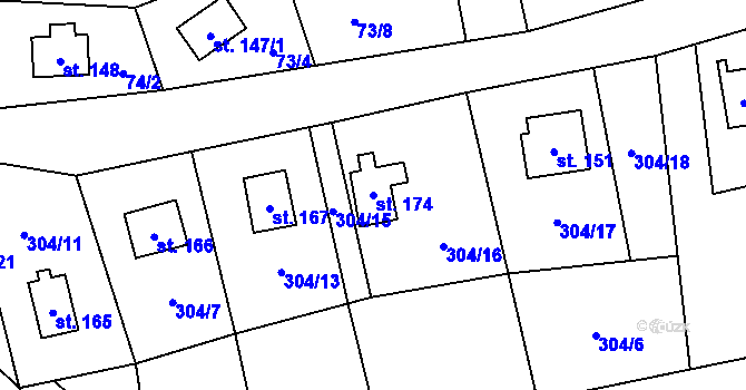Parcela st. 174 v KÚ Horní Halže, Katastrální mapa