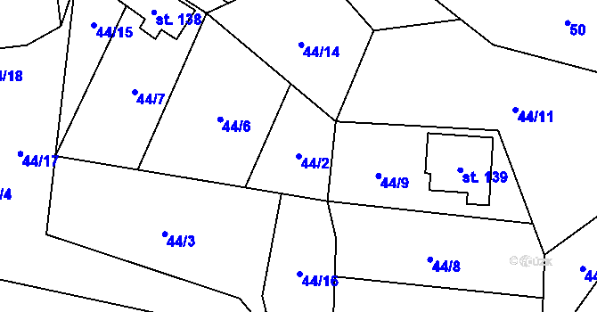 Parcela st. 44/2 v KÚ Horní Halže, Katastrální mapa