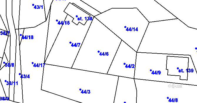 Parcela st. 44/6 v KÚ Horní Halže, Katastrální mapa