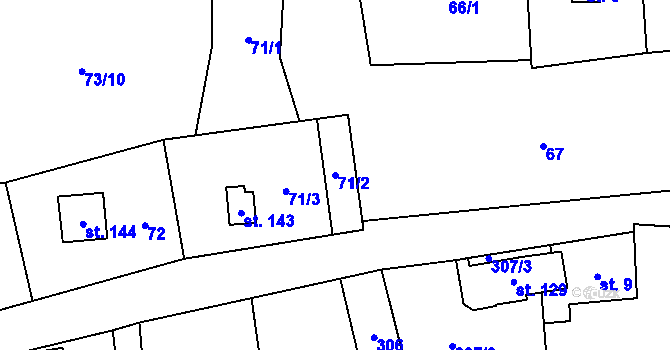 Parcela st. 71/2 v KÚ Horní Halže, Katastrální mapa