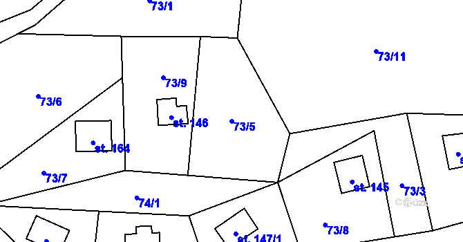 Parcela st. 73/5 v KÚ Horní Halže, Katastrální mapa